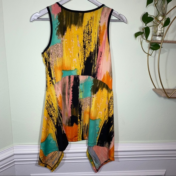 Vintage Brushstroke Color Block Chiffon Casual Pant Tank 2 pc Set Size S - Picture 4 of 12